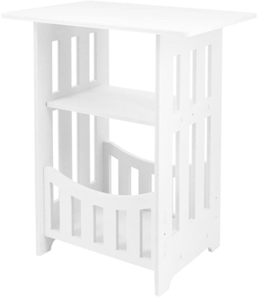 Nachttisch Weiß 2 Ebenen Beistelltisch Wohnzimmer Sofa Tisch Nordic Stil