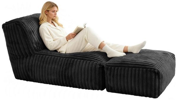 ANYSUN Sitzsack Cord Sitzsack mit Hocker,Großer Sitzsack,Lounge-Sessel für Erwachsene (Boden-Loungesessel, abnehmbarer & waschbarer Bezug,ergonomisch), Sitzsack,klappbare Ottomane-für Wohnzimmer, Schlafzimmer oder Balkon