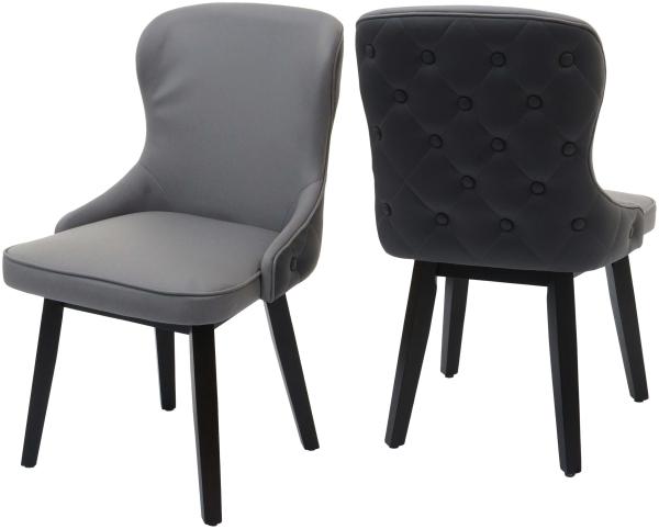2er-Set Esszimmerstuhl HWC-M60, Polsterstuhl Küchenstuhl Lehnstuhl Stuhl, Stoff/Textil Massiv-Holz ~ dunkelgrau-hellgrau