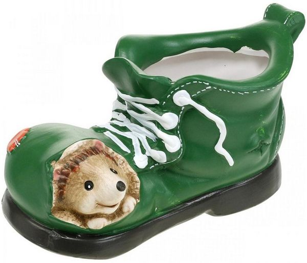 Viana Übertopf Übertopf Deko, grüner Schuh mit Igel, Keramik Blumentopf Pflanzgefäß