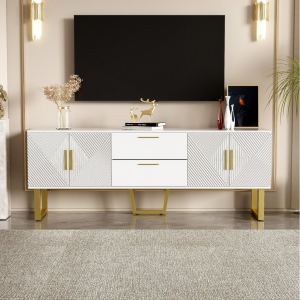 Ulife TV-Schrank 170 cm weißer Hochglanz, vier Türen und zwei Schubladen (1-St) H63.5/B170/T40cm Bild 3