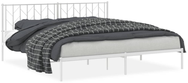 vidaXL Bettgestell mit Kopfteil Metall Weiß 193x203 cm 374492