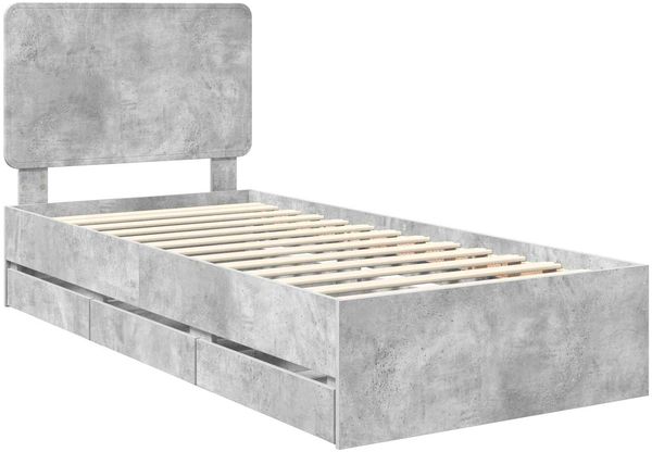 vidaXL Bettrahmen mit Kopfteil Beton Grau 90 x 190 cm Ingenieurs Holz 3412640 Bild 4