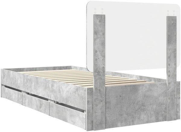 vidaXL Bettrahmen mit Kopfteil Beton Grau 90 x 190 cm Ingenieurs Holz 3412640 Bild 10