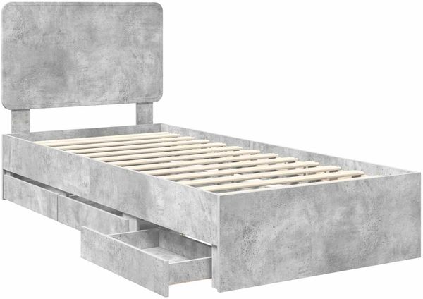 vidaXL Bettrahmen mit Kopfteil Beton Grau 90 x 190 cm Ingenieurs Holz 3412640 Bild 5