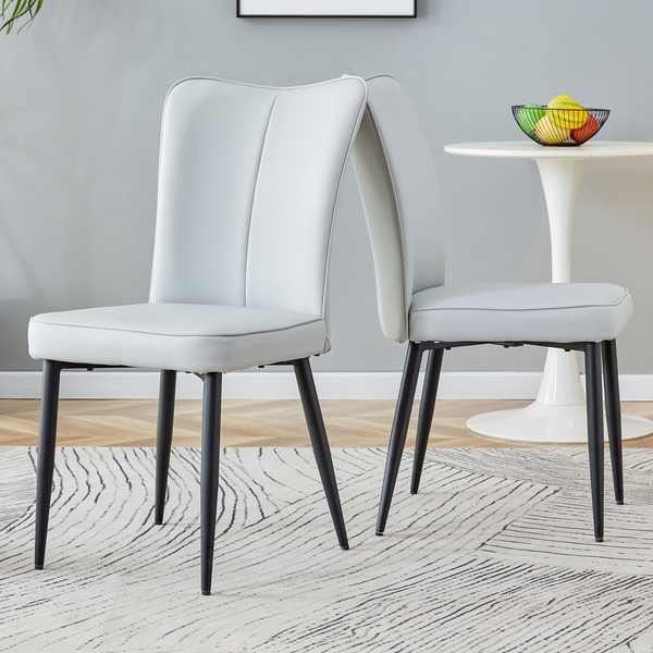 2 hellgrau designte moderne Esszimmerstühle,in mehreren Farben erhältlich 89 cm hoch schwarze Metallbeine geeignet für Büro Restaurant usw,PU,hellgrau,