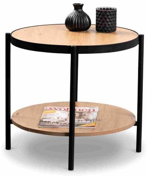 Beistelltisch >Pina 1< Ablageboden, Artisaneiche Dekor, MDF + Metall - 45x52cm (HxD)