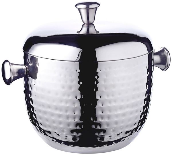 EDZARD Eiseimer Rico, Silber-Optik, gehämmert, Inkl. Deckel und Zange, H 18 cm