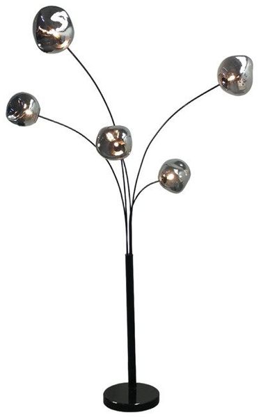 riess-ambiente Stehlampe LIQUID DIAMOND 200cm smoke grau/schwarz – 5 Kugelschirme aus Glas, Ein-/Ausschalter, ohne Leuchtmittel, mehrarmiges Design mit Marmorfuß – ideal für Lounge oder Essbereich