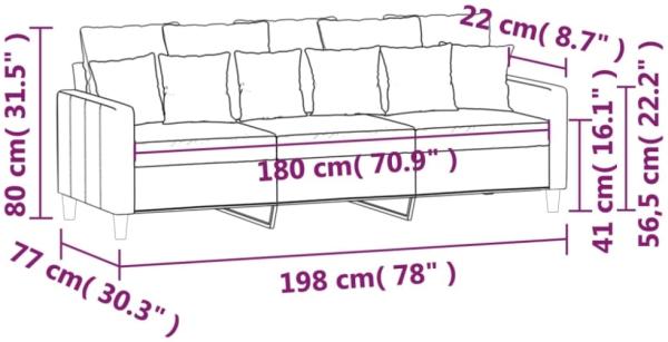 vidaXL 3-Sitzer-Sofa Schwarz 180 cm Samt 359318 Bild 6