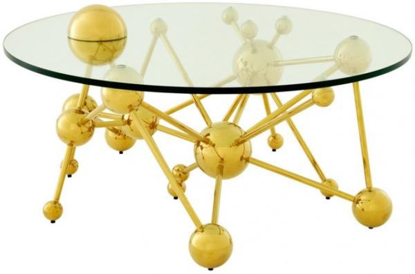 Casa Padrino Luxus Couchtisch Edelstahl / Glas Gold Astronomy - Art Deco Wohnzimmer Tisch