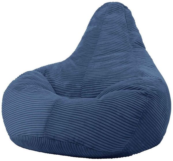 Icon Dalton Sitzsack Cord, Denimblau, Gaming Sitzsack Erwachsene mit Füllung, Bean Bag, Cord Sessel, Lounge Sessel, Lounge Stuhl, Schlafzimmer, Wohnzimmer, Wohnzimmer Möbel