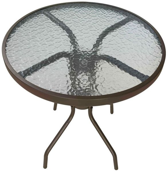 Gartentisch Ibiza Balkontisch Bistrotisch Ø60x70 cm rund braun Metall/Glas