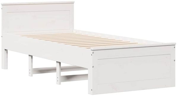Einzelbetten, Betten für Erwachsene, Massivholzbett ohne Matratze mit Kopfteil Weiß 75x190 cm de3543 Bild 5