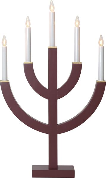 Kerzenleuchter Anno 5-flammig Kiefernholz E10 Kerzen dunkelrot H 59cm