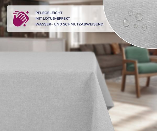 Beautex Tischdecke Fleckenabweisende bügelfreie Tischdecke mit Lotuseffekt, Leinenoptik (1-tlg)