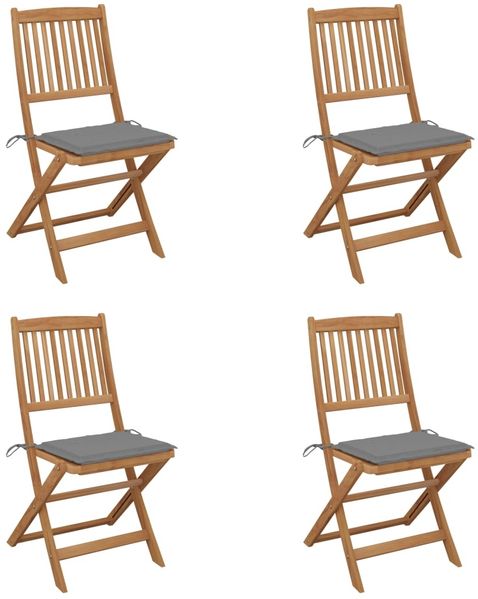 vidaXL Klappbare Gartenstühle 4 Stk. mit Kissen Massivholz Akazie 3064672