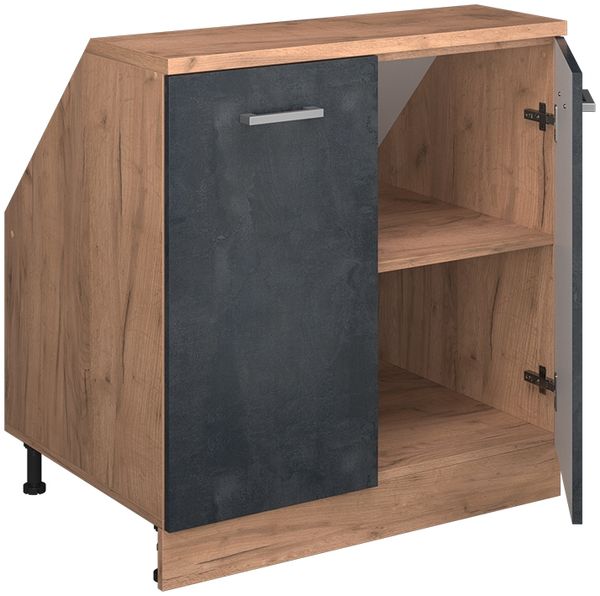 Küchenschrank für Dachschrägen R-Line Schwarz Beton 80 cm mit 2 Türen, Schrankkorpus 60 cm Tiefe Vicco Bild 3