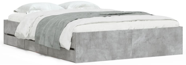 vidaXL Bettgestell mit Schubladen Betongrau 135x190 cm Holzwerkstoff 3207311