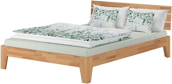 Erst-Holz Doppelbett Buchebett geölt Massivholz Jugendbett Futonbett 140x200 V-60. 82-14 inkl. Rollrost und Matratze