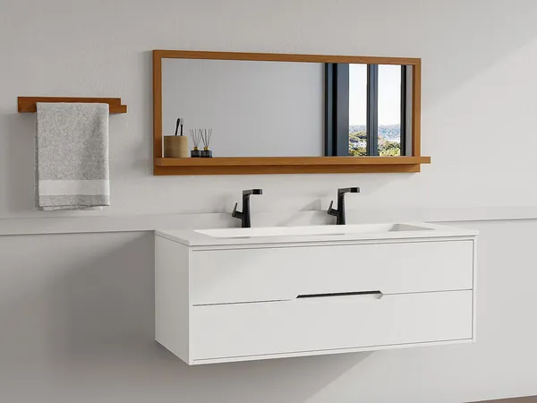 Vente-unique - JIAO Spiegel Holz, Platte Braun - B 12 cm x H 50 cm x L 120 cm