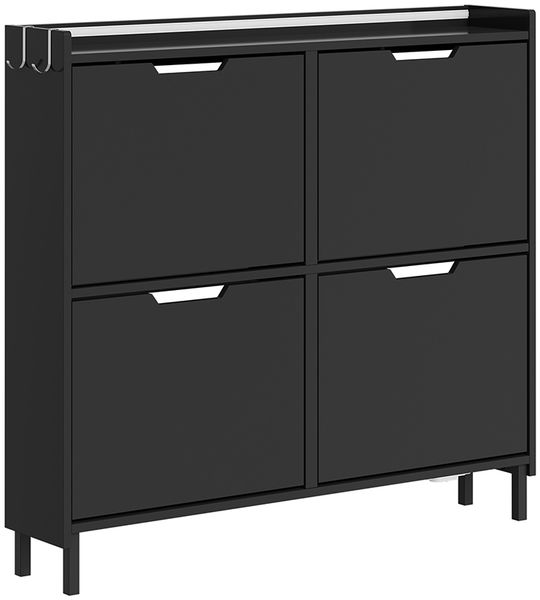 SoBuy FSR100-E-SCH Schuhschrank, MDF, Lackiert, Schwarz, 100 x 93 x 19 cm