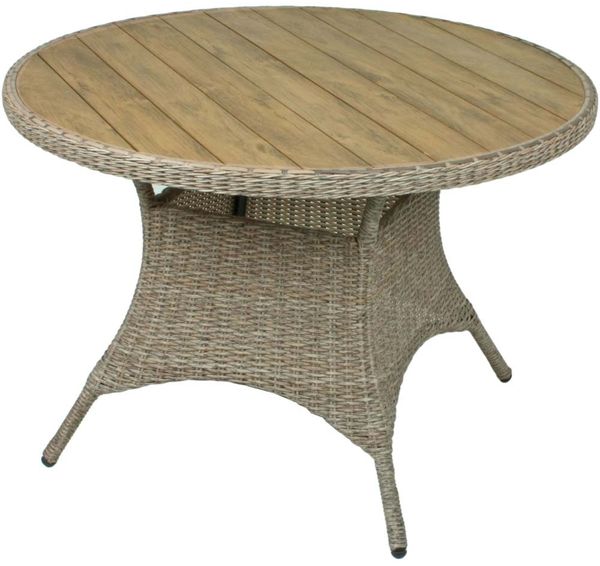 Gartentisch BASTIA rund mit Nonwood Platte in Teak-Look Ø 100 cm