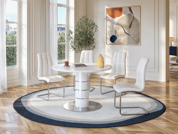 Vente-unique - CUSCO Esstisch Holz, Platte Weiß - B 120 cm x H 76 cm x L 160 cm120 cm