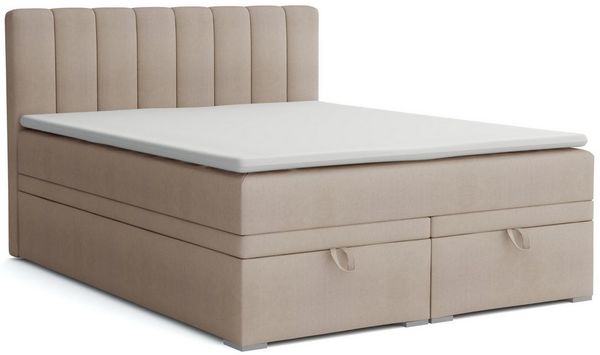 Deine Möbel 24 Boxspringbett DAVID Boxbett Polsterbett Komplettbett Bett mit einer Matratze H4 (Taschenfederkernmatratzen 7 Zonen H4 Creme Grau Hellgrau Schwarz Anthrazit Beige Samt Velour, 3-St, Taschen-federkernmatratze 7 Zonen H4 PREMIUM Bett), 120x...
