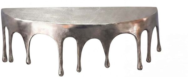 Wandregal 60cm Aluminium Silber Tropfen Optik - Ausgefallenes Hängeregal Metall - Design Drops Schweberegal Alu - Modernes Wandboard Dekoregal Handmade