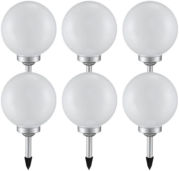 6x LED Solarleuchte, Kugel weiß, DM 20 cm, H 62 cm
