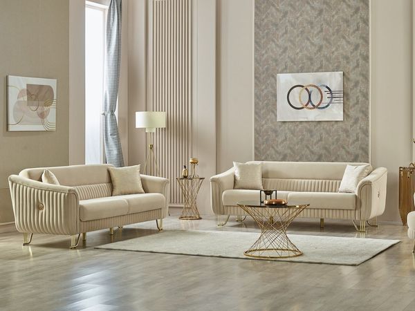 Villa Möbel Polstergarnitur Vega, (Set, Set besteht aus: 3 Sitzer+2 Sitzer), Hand Made Quality, pflegeleichter Mikrofasersamtstoff