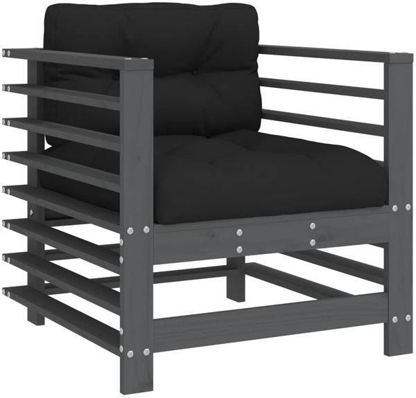 vidaXL 7-tlg. Garten-Lounge-Set mit Kissen Grau Massivholz 3185838 Bild 5