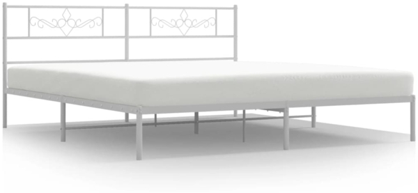 vidaXL Bettgestell mit Kopfteil, Metall, Weiß, 193x203 cm