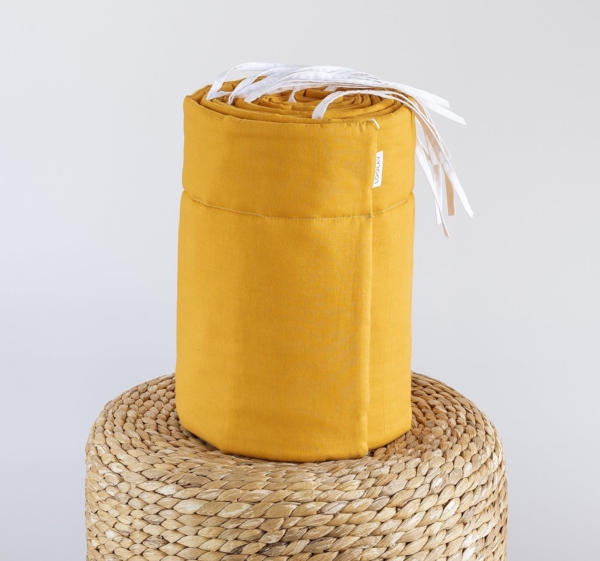 Loolay Bettnestchen SENFGELB Baumwolle Atmungsaktives Babybett Nestchen BETTUMRANDUNG, (GESCHENK Ausstattung Erstausstattung für Neugeborene GELB 140x70 o. 120x60 cm mit Sprossen, Umrandung Kopfschutz Bett Schutz Bettschlange 420, 360, 210, 180x30cm), ... Bild 3