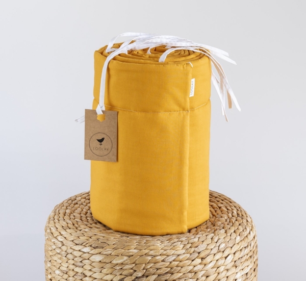 Loolay Bettnestchen SENFGELB Baumwolle Atmungsaktives Babybett Nestchen BETTUMRANDUNG, (GESCHENK Ausstattung Erstausstattung für Neugeborene GELB 140x70 o. 120x60 cm mit Sprossen, Umrandung Kopfschutz Bett Schutz Bettschlange 420, 360, 210, 180x30cm), ... Bild 2