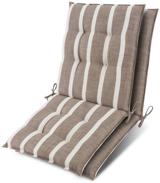 Beautissu Sitzauflage 2er Set Niedriglehner Auflage Sun-NL 100 x 50 x 8 cm Beige-Weiß-Gestreift, 8cm Dicke Gartenstuhlauflage mit Befestigung UV-Lichtechtheit 5