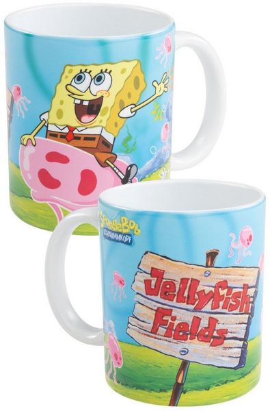 United Labels® Tasse Spongebob Schwammkopf Tasse Jellyfish Quallen Kaffeetasse 320 ml, Keramik