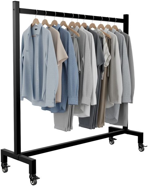 Kleiderständer LENN - 120 x 38 x 120 cm, Edelstahl, Schwarz | Kleiderstange Jackenständer Klamottenständer