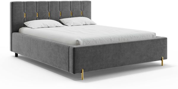 MEBLINI Polsterbett 180x200 mit Lattenrost mit Matratze – FABIO – Dunkelgrau Samt – Doppelbett mit Bettkasten - Stauraumbett - Kopfteil Bett mit Stauraum Bild 2