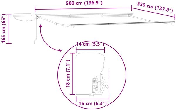 vidaXL Elektrische ausziehbare Markise Beige und Anthrazit 5 x 3,5 m 3422143 Bild 12