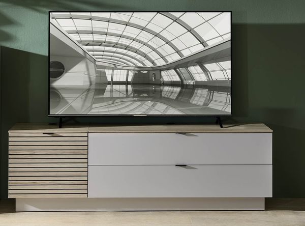 Wohnwand >Ina< (2-teilig) in Riva Eiche Dekor/Cashmere - 200x62x44 (BxHxT)