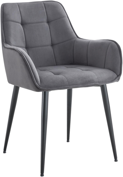 CLP Esszimmerstuhl Ferndale, Sessel mit gepolstertem Samtbezug,dunkelgrau