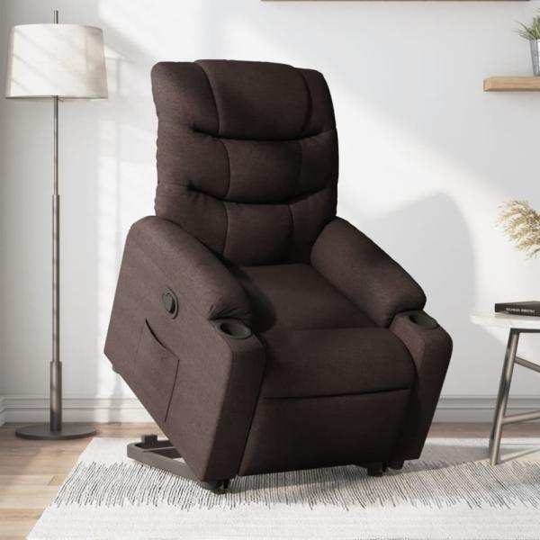 vidaXL Relaxsessel mit Aufstehhilfe Dunkelbraun Stoff 3206650