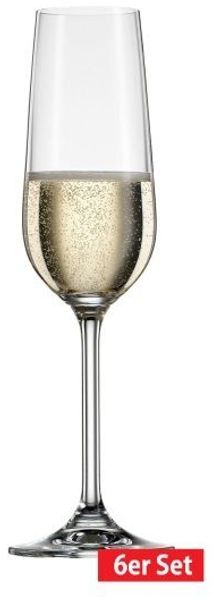 BOHEMIA CRISTAL 6er Set Glas -Sektglas je 190 ml SIMPLY