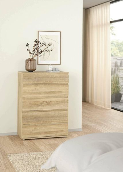 Dmora - Kommode Clarice, Mehrzweckkommode, Schlafzimmerkommode, Schrank mit Schubladen, 77x40 h107 cm, Eiche