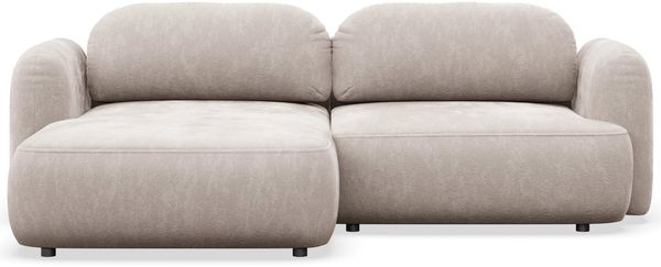 Selsey Tvoya Ecksofa mit Schlaffunktion, Ottomane links, hellbeige Chenille