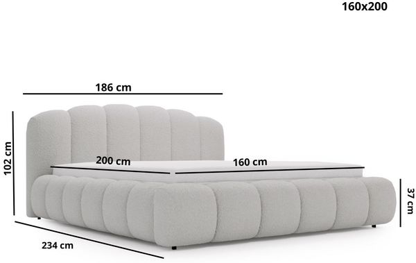 GRAINGOLD Cloud Soft Polsterbett 160x200, Bett mit Bettkasten und Lattenrost, Bouclé-Stoff, Schwarz Bild 8