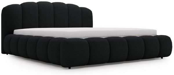 GRAINGOLD Cloud Soft Polsterbett 160x200, Bett mit Bettkasten und Lattenrost, Bouclé-Stoff, Schwarz Bild 2