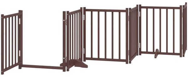 vidaXL 9-tlg. Hundetor mit Tür Faltbar Braun 450 cm Pappelholz 3155715 Bild 4